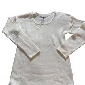 GAP Womens Medium Cream Long Sleeve Rolled bottom Crew Neck Sweater NWT Preppy